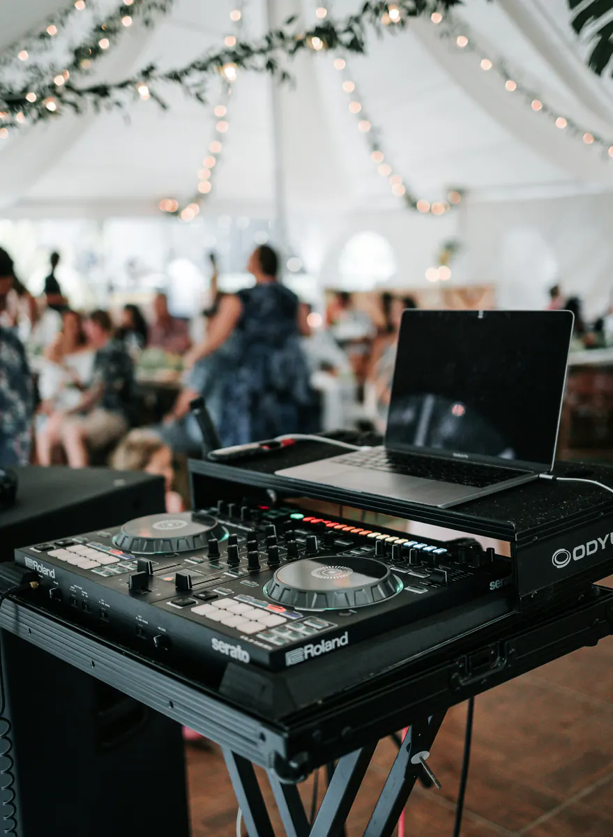 DJ and sound setup at a live event